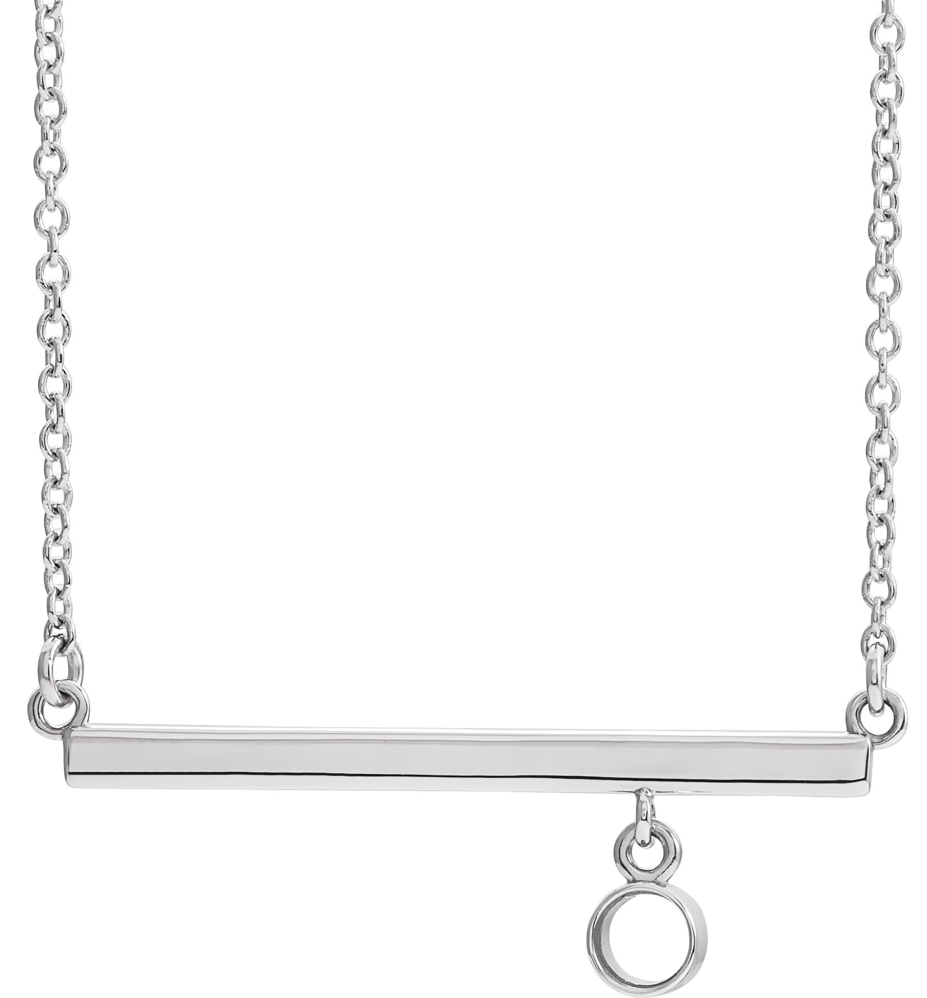 14K White Gold 1/10 CTW Natural Diamond Bezel-Set 18" Bar Necklace