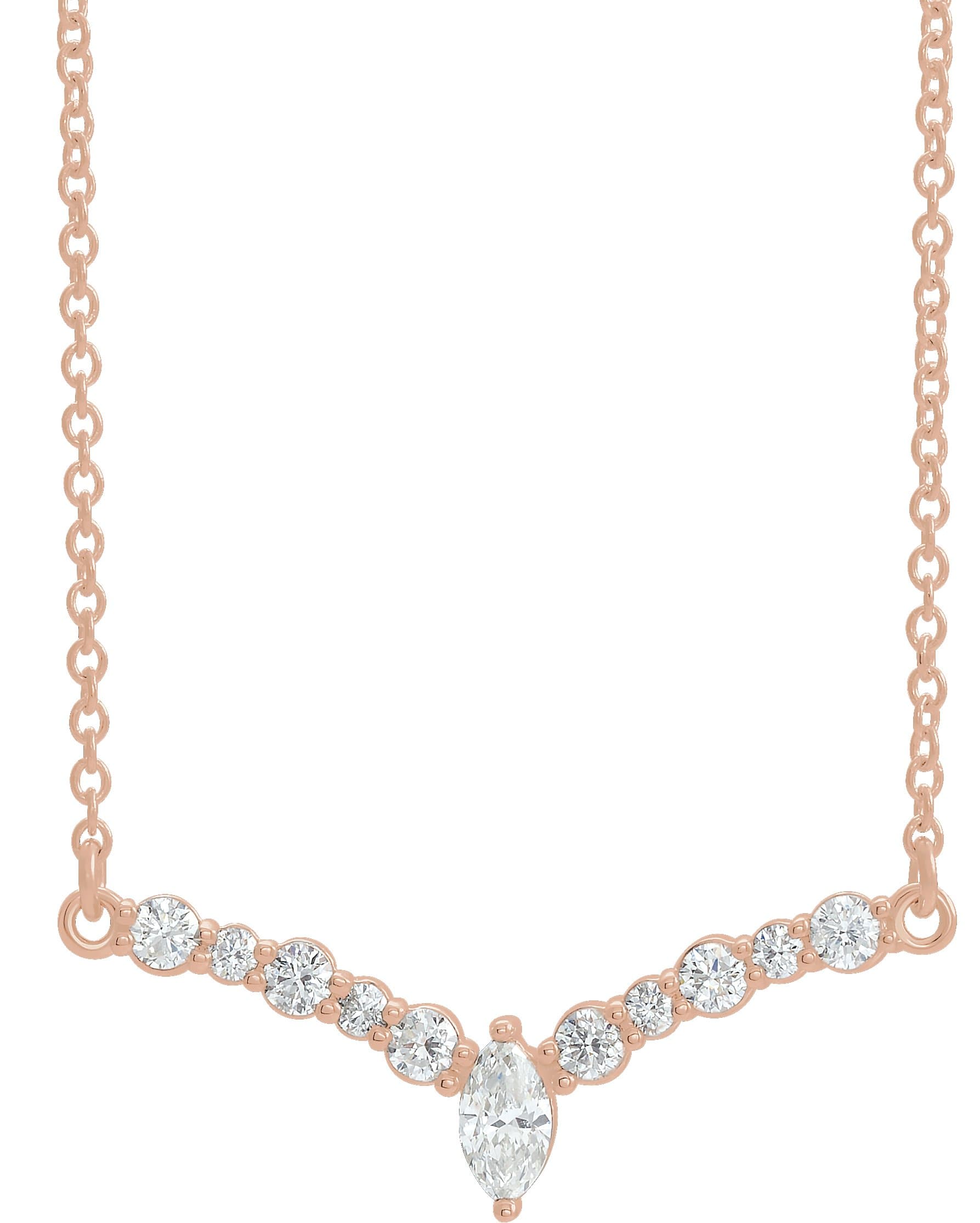 14K Rose 1/3 CTW Natural Diamond V 16 Necklace