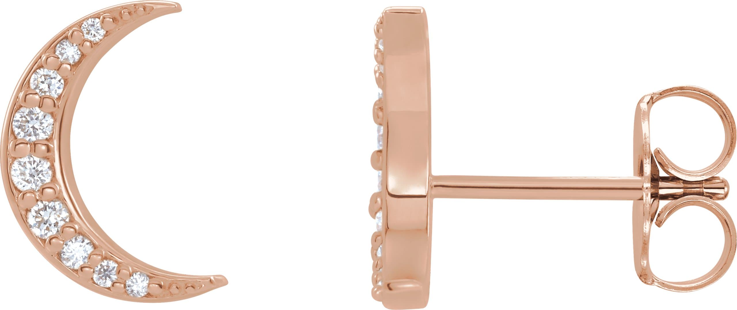 14K Rose 1/10 CTW Lab-Grown Crescent Moon Stud Earrings