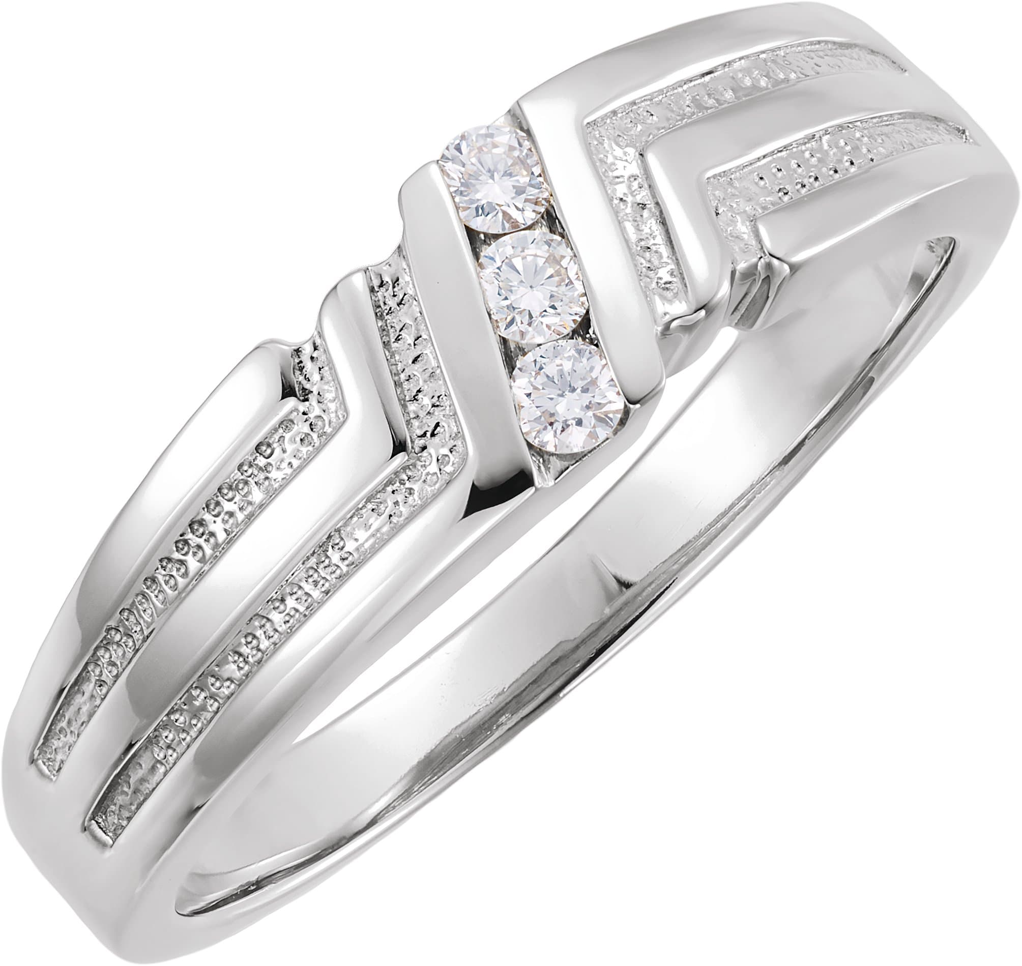 14K White 1/10 CTW Natural Diamond Three-Stone Band