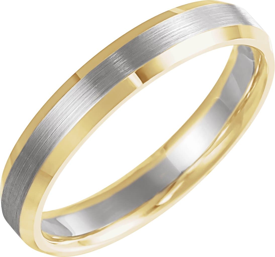 14K Rose/White/Rose 6 mm Beveled-Edge Comfort-Fit Flat Band Size 10