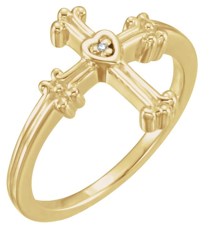 14K White .005 CTW Natural Diamond Cross Ring