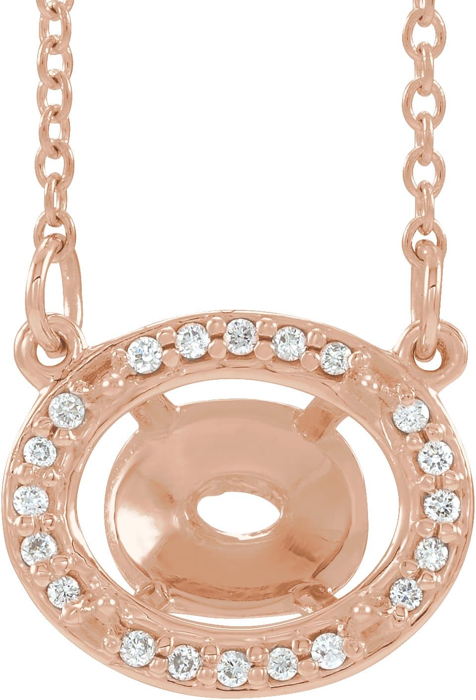 Platinum 9x7 mm Oval Halo-Style 16 1/2" Necklace Mounting