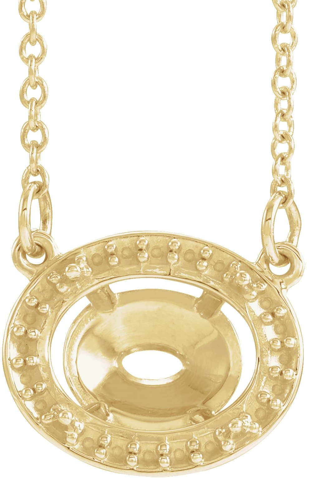 Platinum 9x7 mm Oval Halo-Style 16 1/2" Necklace Mounting