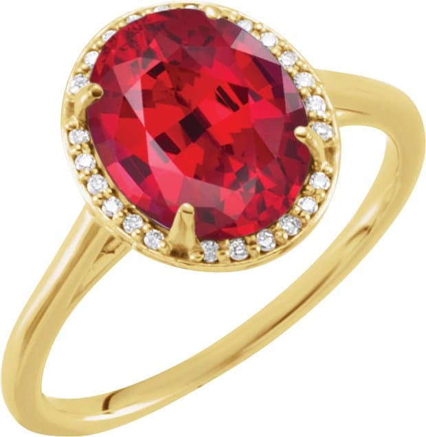 14K White 10x8 mm Lab-Grown Alexandrite & .06 CTW Natural Diamond Ring