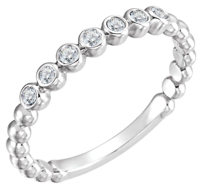 14K White Gold 1/8 CTW Natural Diamond Stackable Ring
