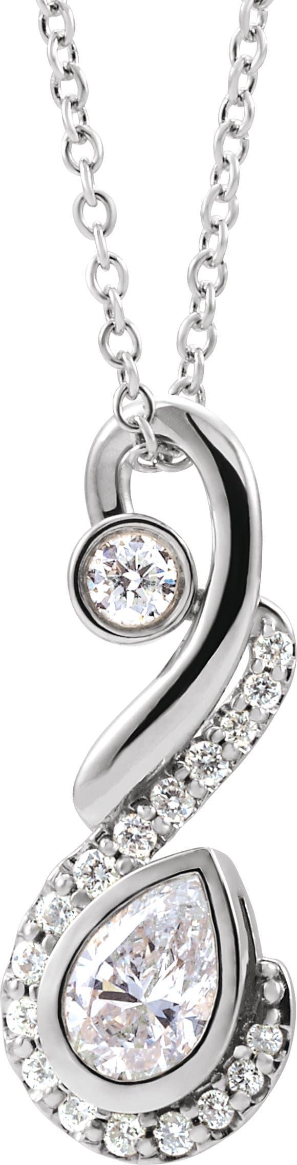 14K White 1/2 CTW Natural Diamond Freeform 16-18 Necklace