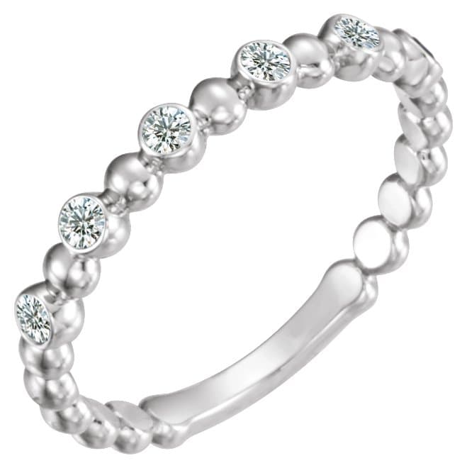 14K White Gold 1/8 CTW Natural Diamond Stackable Ring
