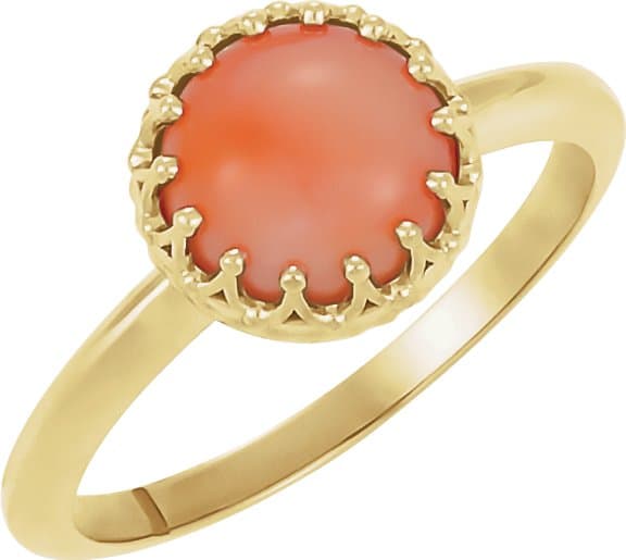 14K Rose 12 mm Natural Amethyst Crown Cabochon Ring