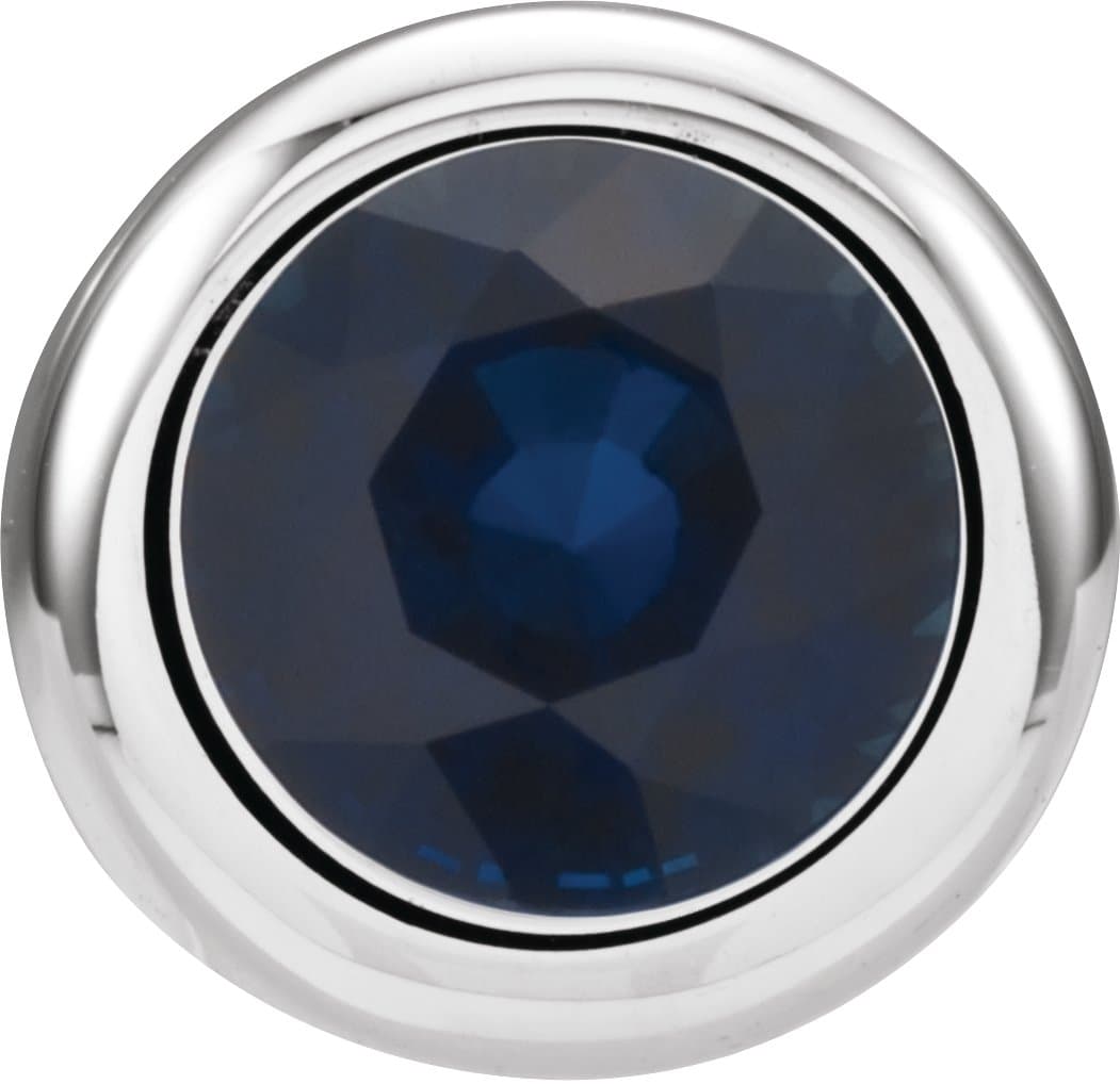 14K White Gold 5 mm Imitation Blue Sapphire Pendant