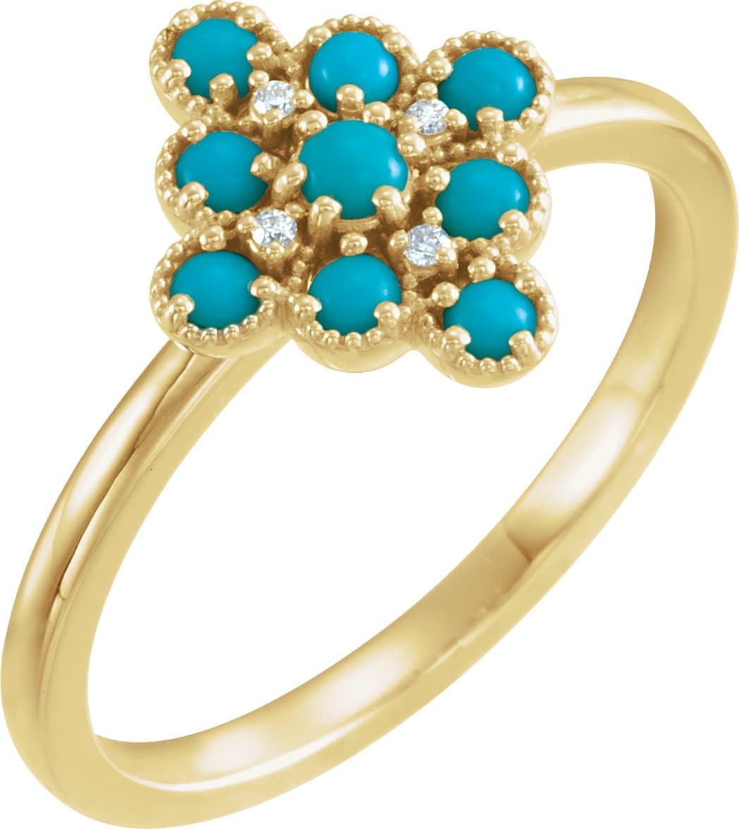 14K Rose Natural Pink Coral & .02 CTW Natural Diamond Ring