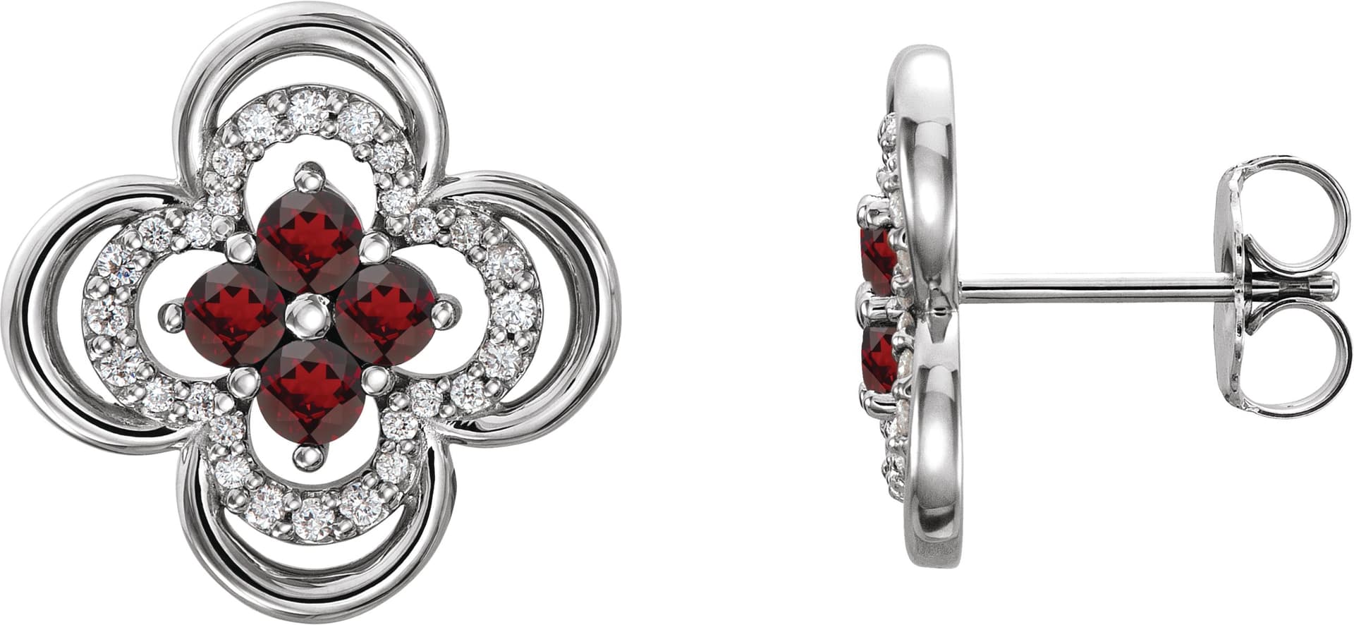 14K White Gold 5/8 CTW Natural Diamond Clover Earrings                 