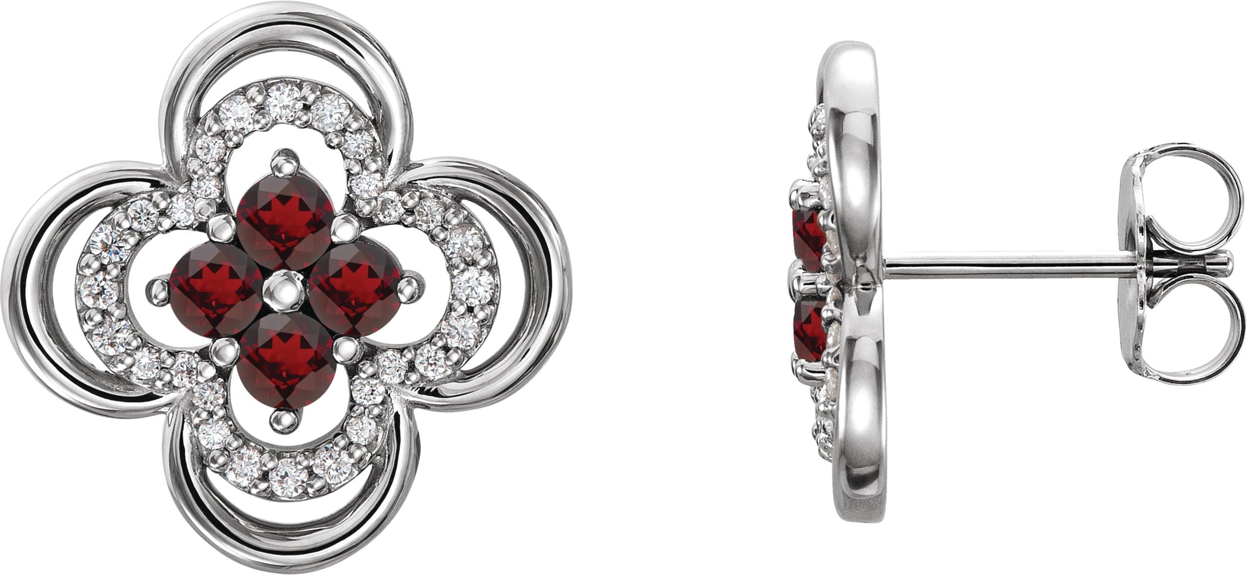14K White Gold 5/8 CTW Natural Diamond Clover Earrings                 