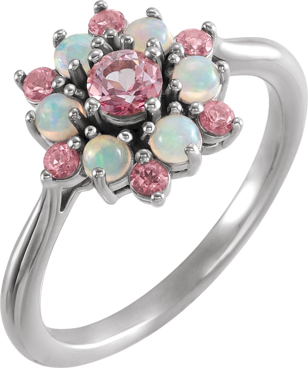 14K Rose Natural Pink Tourmaline & Natural Ethiopian Opal Ring