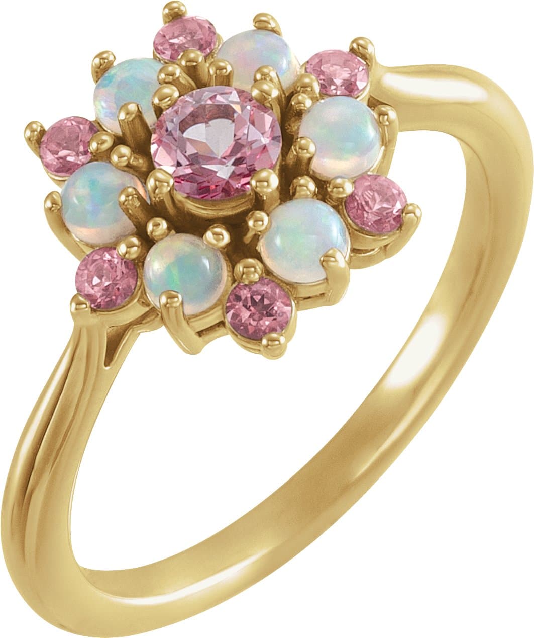 14K Rose Natural Pink Tourmaline & Natural Ethiopian Opal Ring