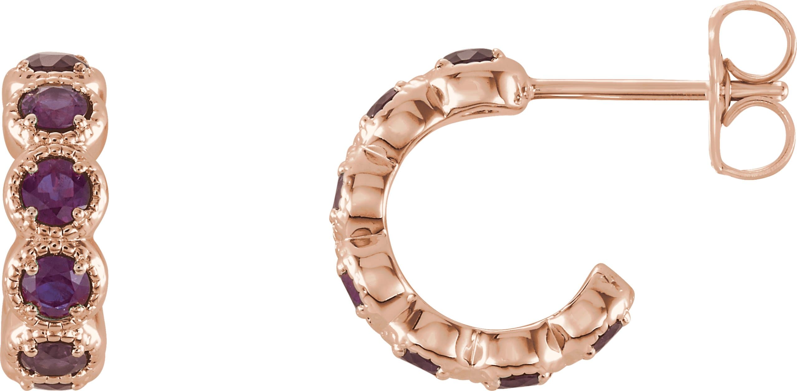 14K Rose 7/8 CTW Natural Diamond Hoop Earrings