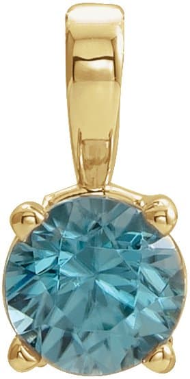 14K Rose 4 mm Natural Blue Zircon Pendant