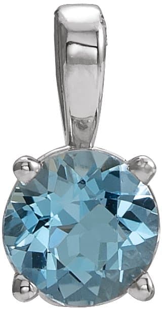 14K Rose 4 mm Natural Blue Zircon Pendant