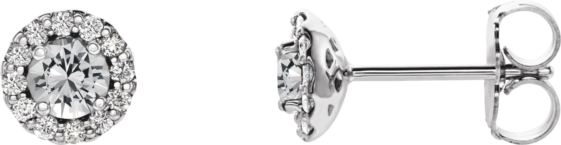 Sterling Silver 3.5 mm Natural White Sapphire & 1/10 CTW Natural Diamond Earrings