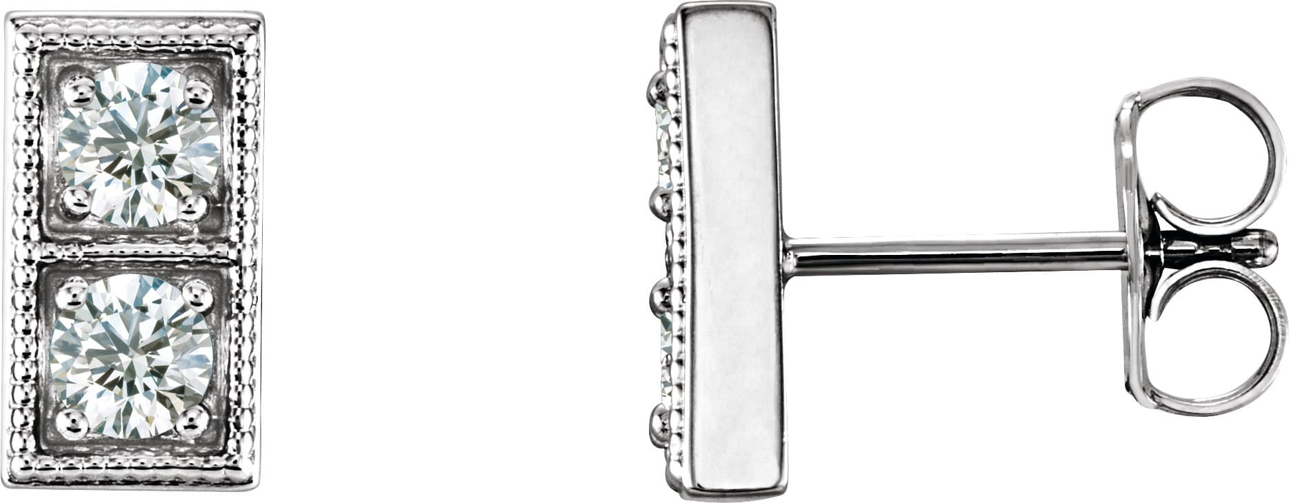 Platinum 1/3 CTW Natural Diamond Two-Stone Earrings