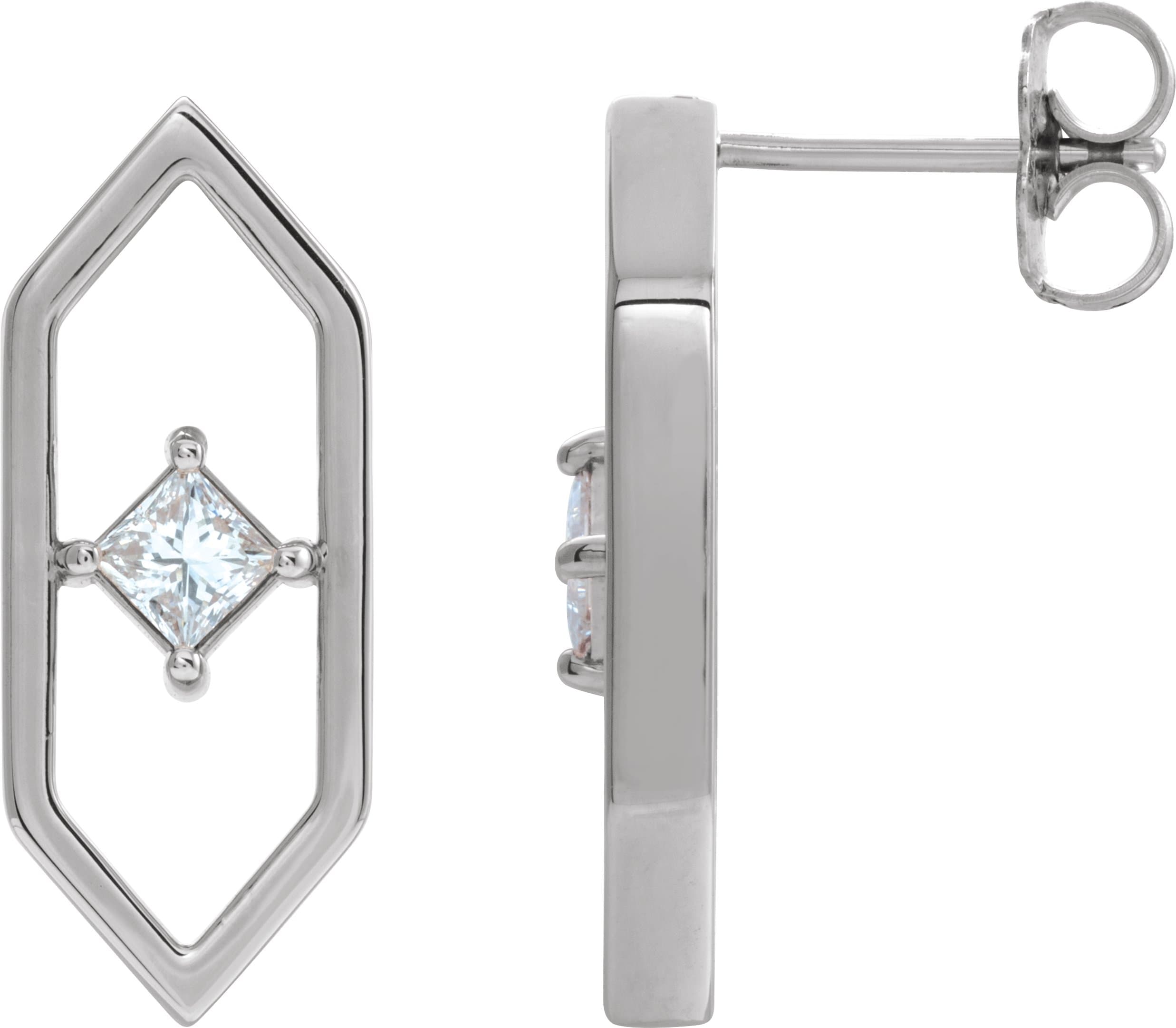 14K White 1/3 CTW Natural Diamond Geometric Earrings