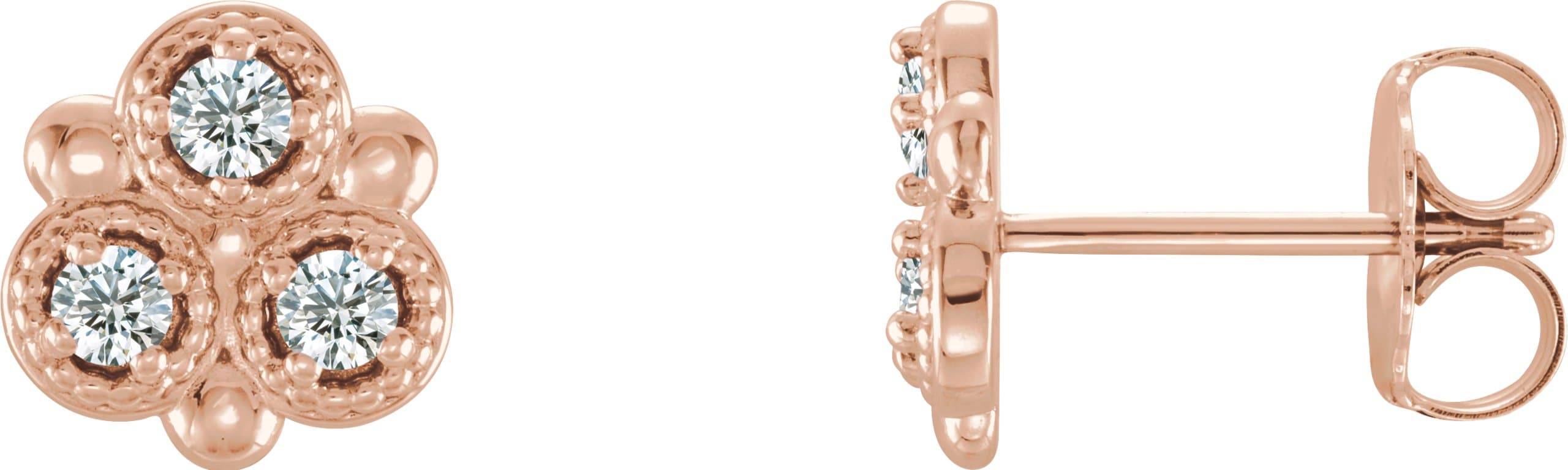 14K Rose Gold 1/5 CTW Natural Diamond Earrings                       