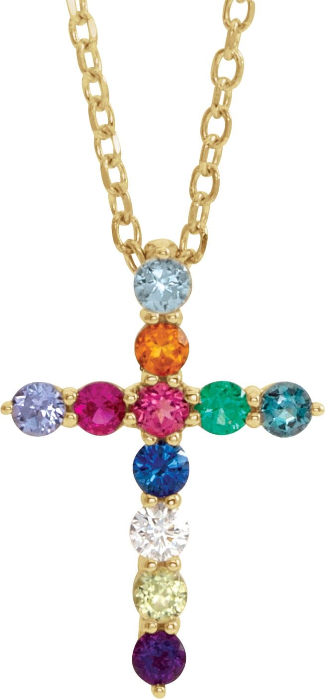 14K Rose 1 CTW Lab-Grown Diamond Cross 16-18 Necklace