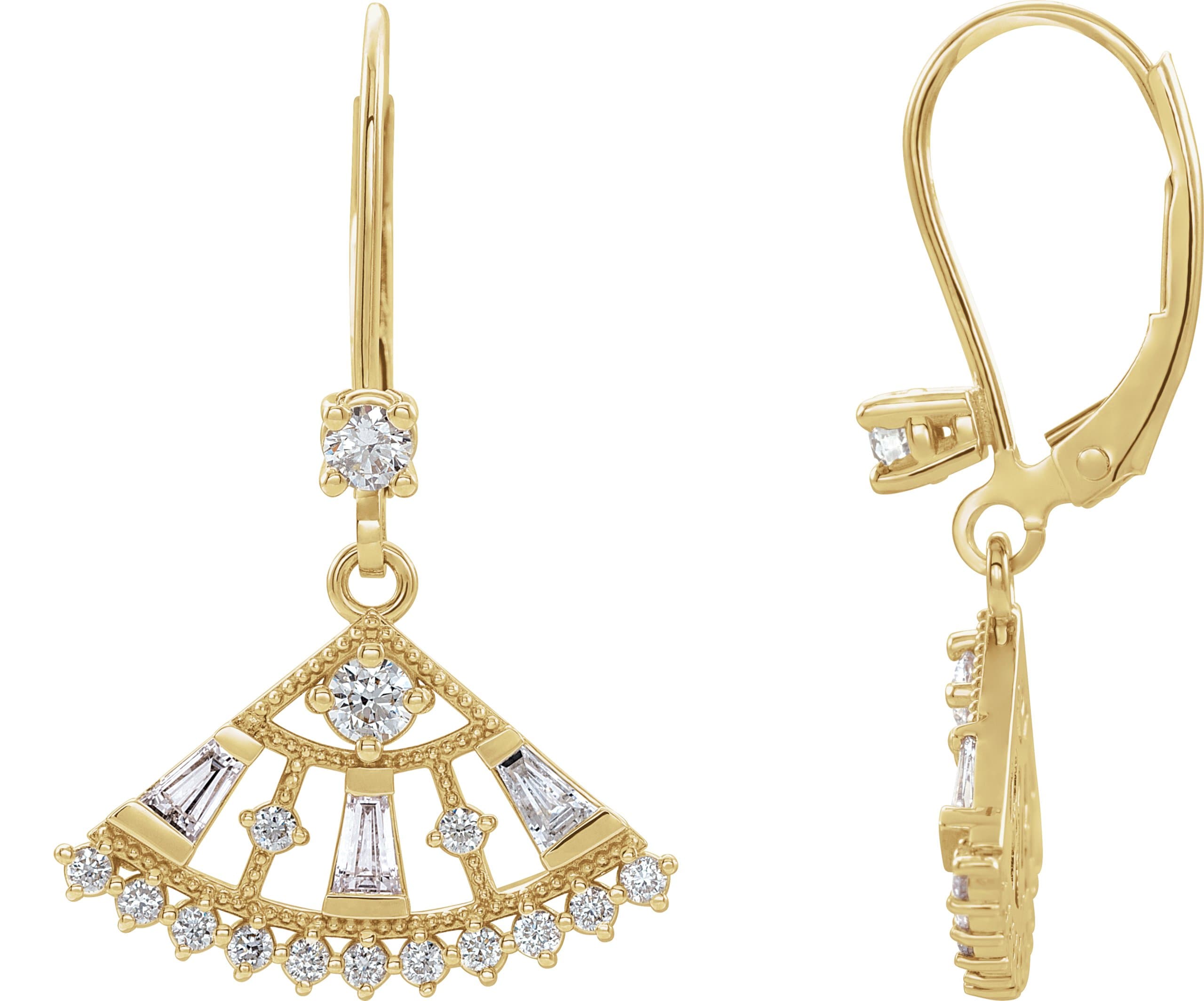 14K White 3/4 CTW Natural Diamond Fan Earrings