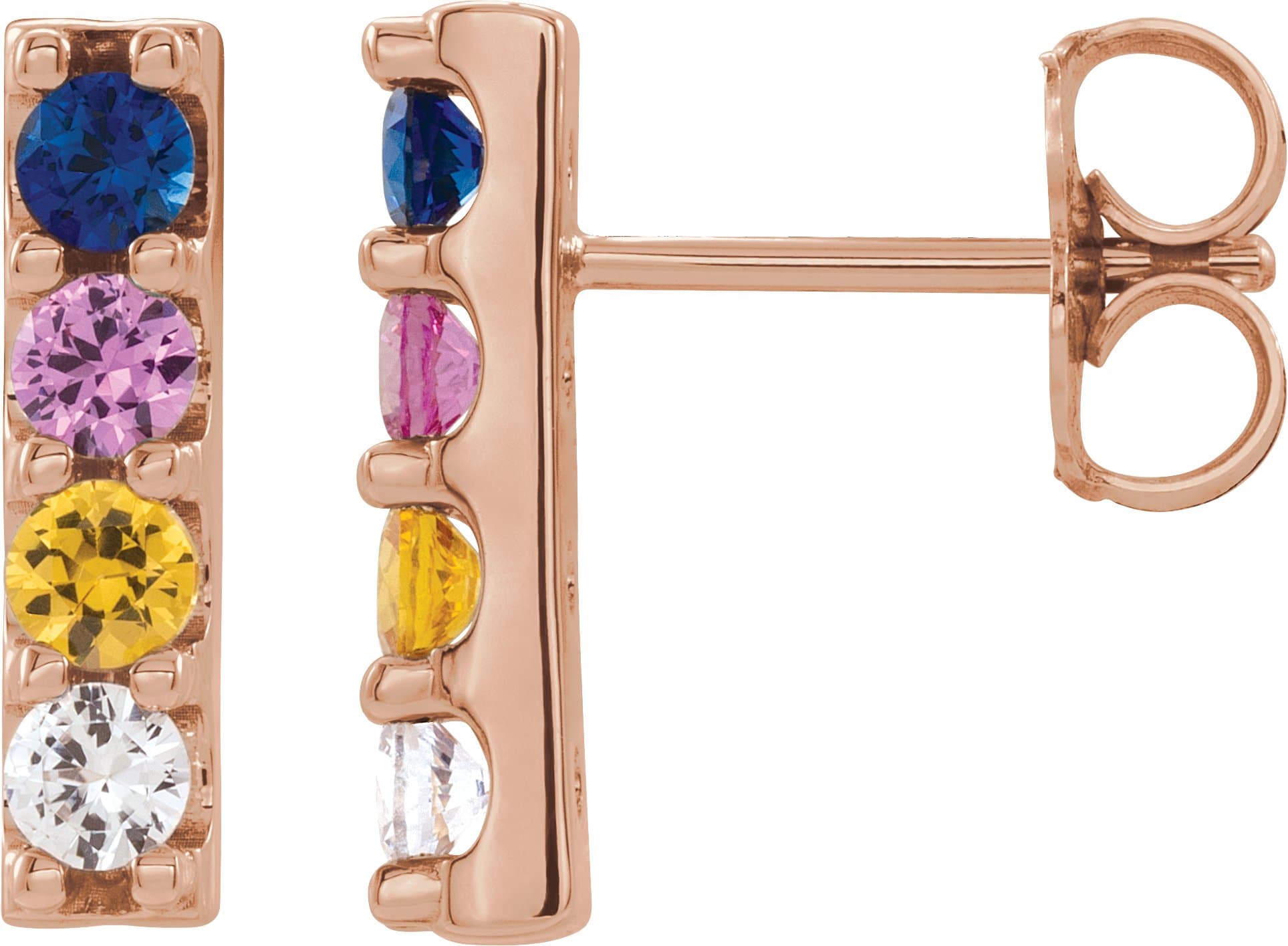 14K Rose 1/2 CTW Lab-Grown Diamond Bar Earrings
