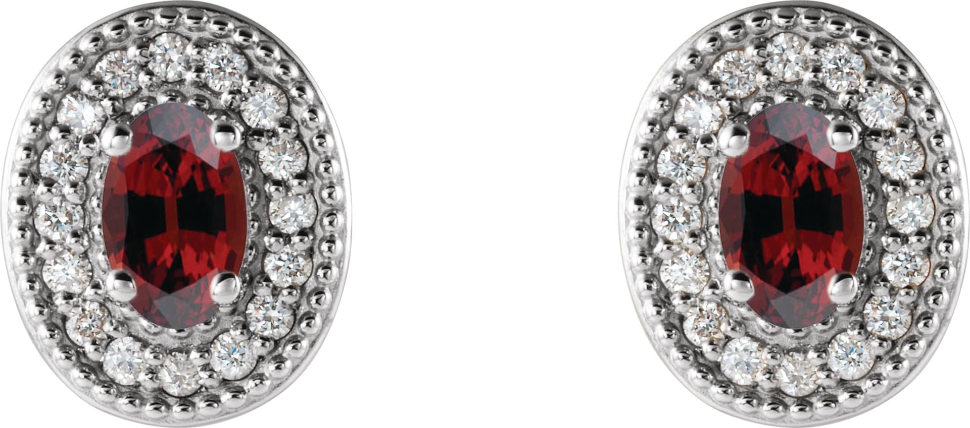 Oval 4-Prong Halo-Style Earrings view 2