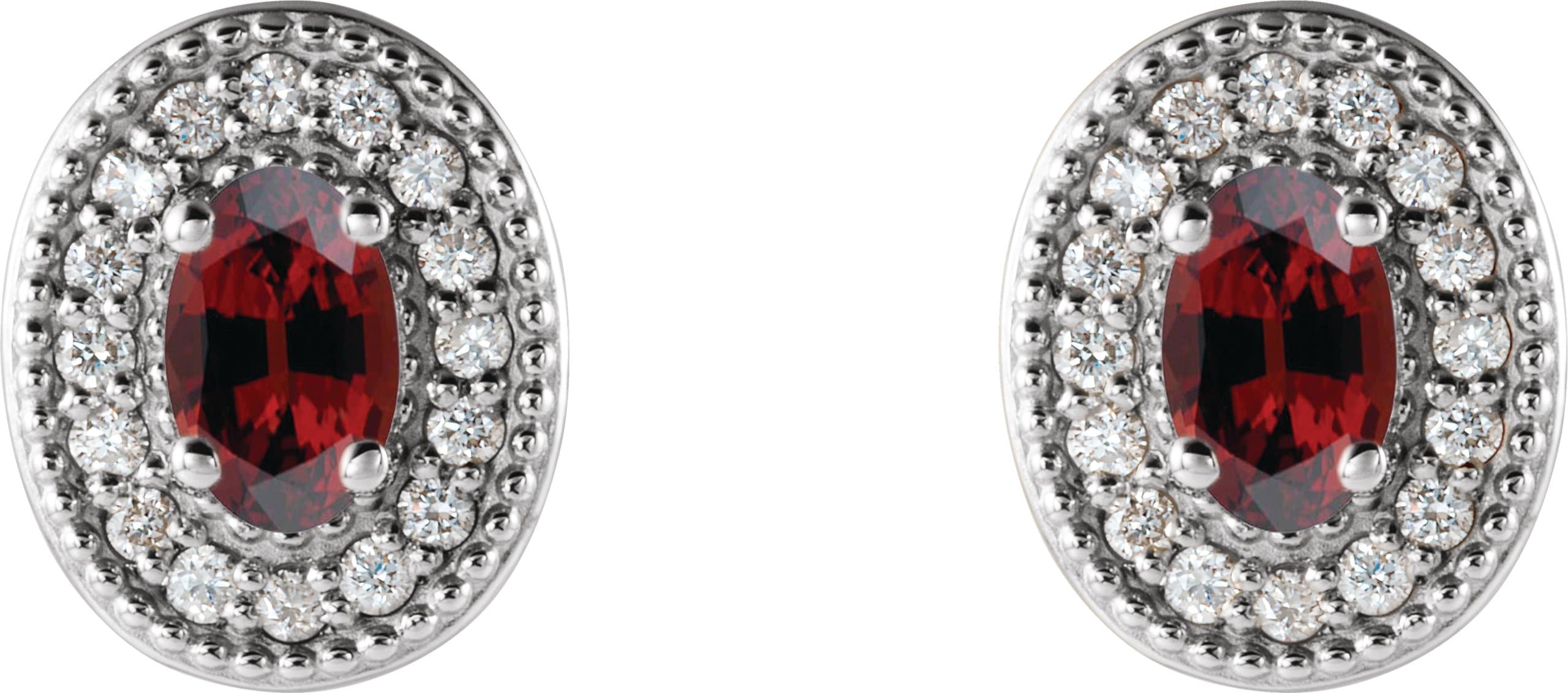 Oval 4-Prong Halo-Style Earrings view 2