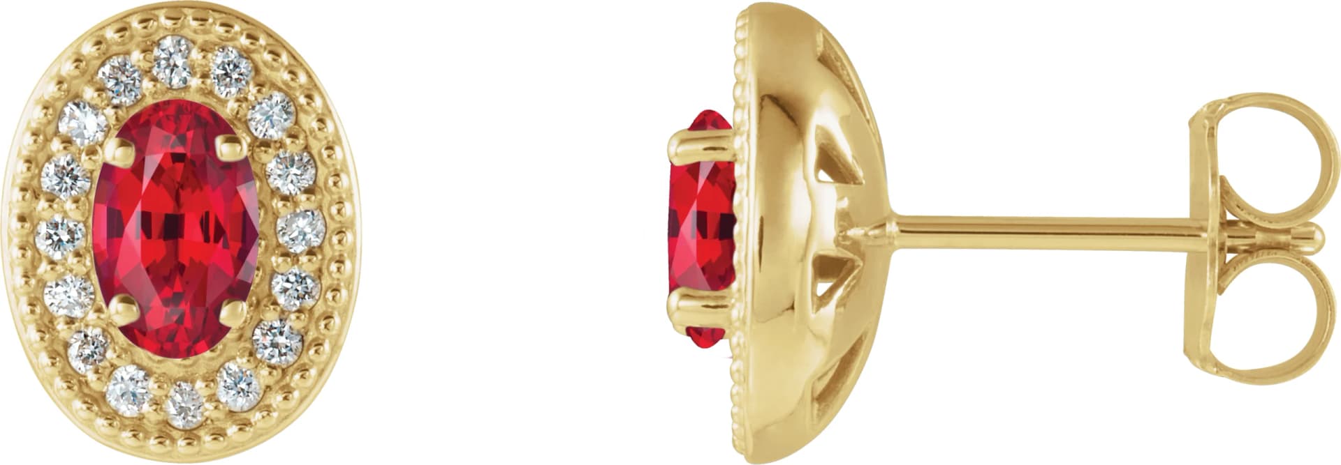Oval 4-Prong Halo-Style Earrings