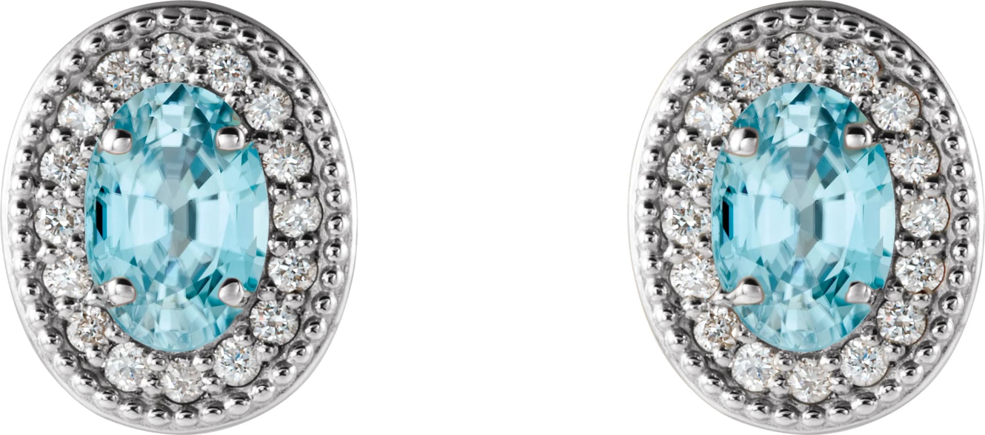 Oval 4-Prong Halo-Style Earrings, view 3