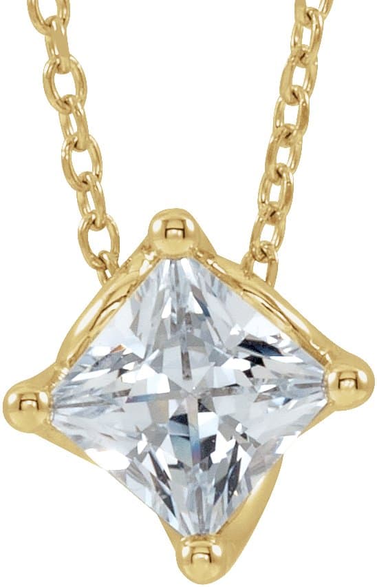 14K Rose 1/2 CT Natural Diamond Solitaire 16-18 Necklace