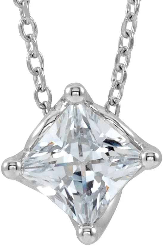 Natural Diamond Solitaire Necklace in Platinum — view 2