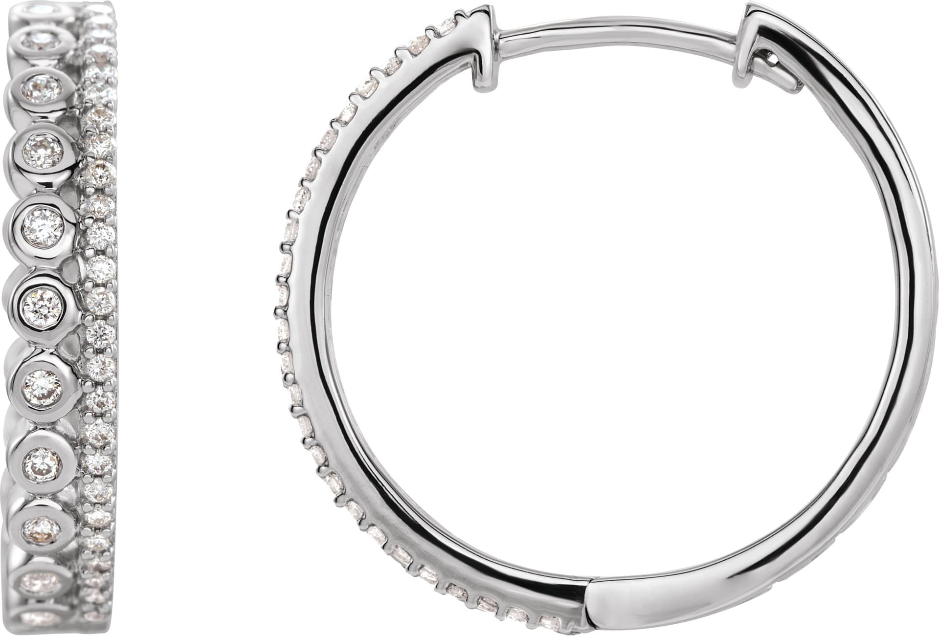 14K Rose 1/3 CTW Natural Diamond Geometric 19.1 mm Hoop Earrings