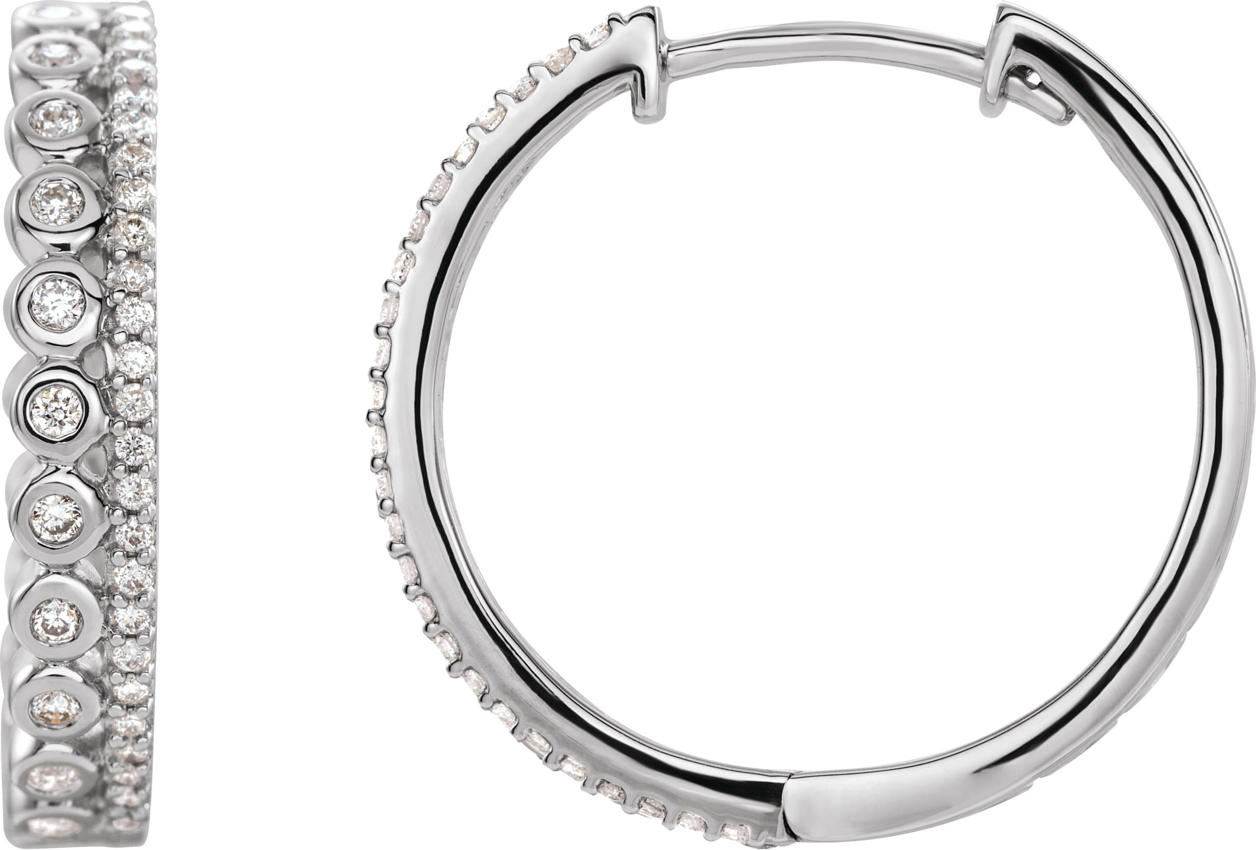 14K Rose 1/3 CTW Natural Diamond Geometric 19.1 mm Hoop Earrings