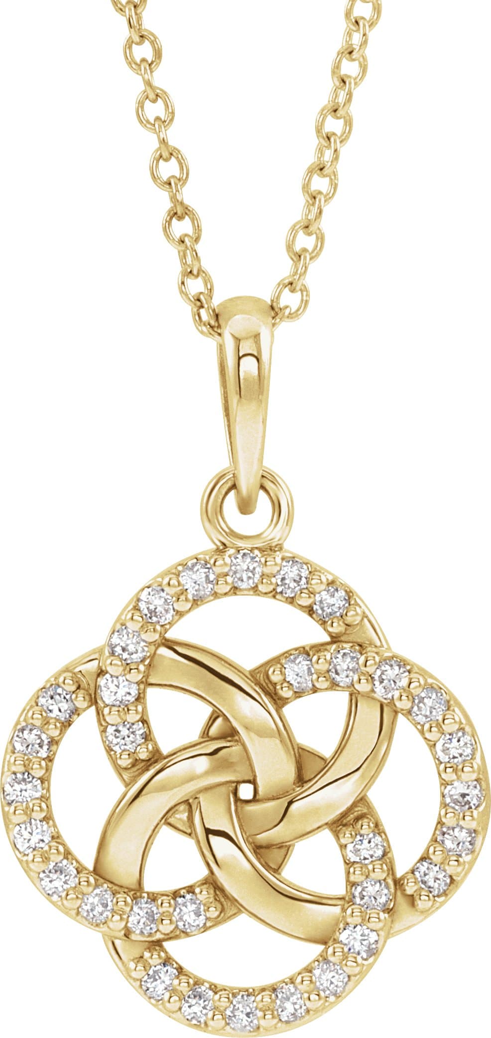 14K Yellow 1/8 CTW Natural Diamond Five-Fold Celtic-Inspired 16-18 Necklace
