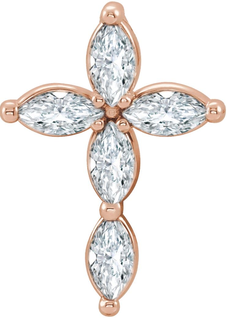 14K Rose 1/3 CTW Natural Diamond Cross Pendant