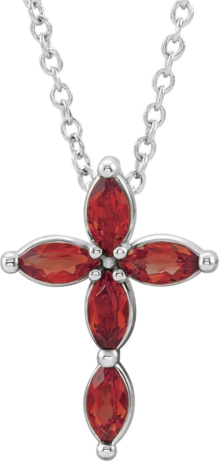 14K Rose Lab-Grown Alexandrite Cross 16-18 Necklace