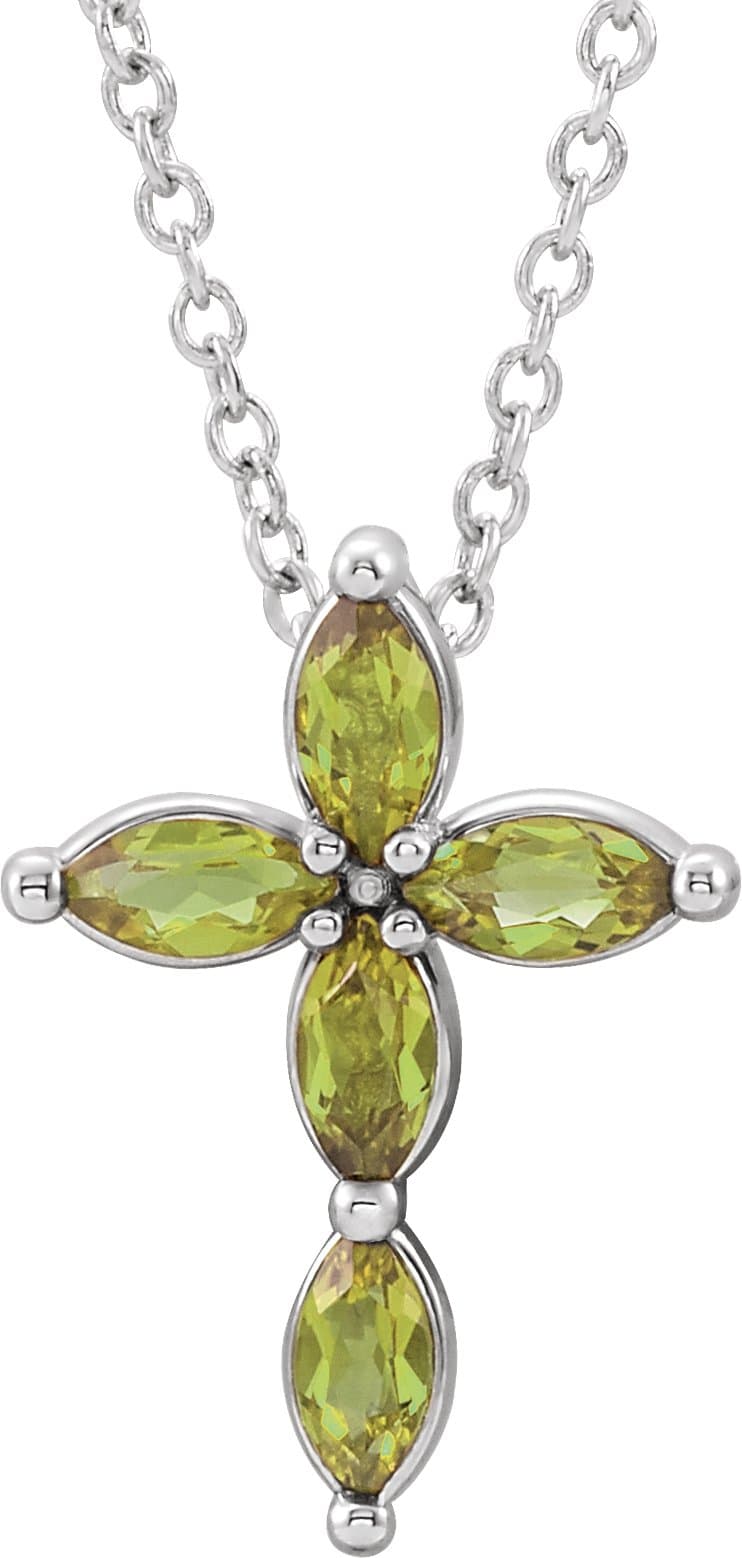 14K Rose Lab-Grown Alexandrite Cross 16-18 Necklace