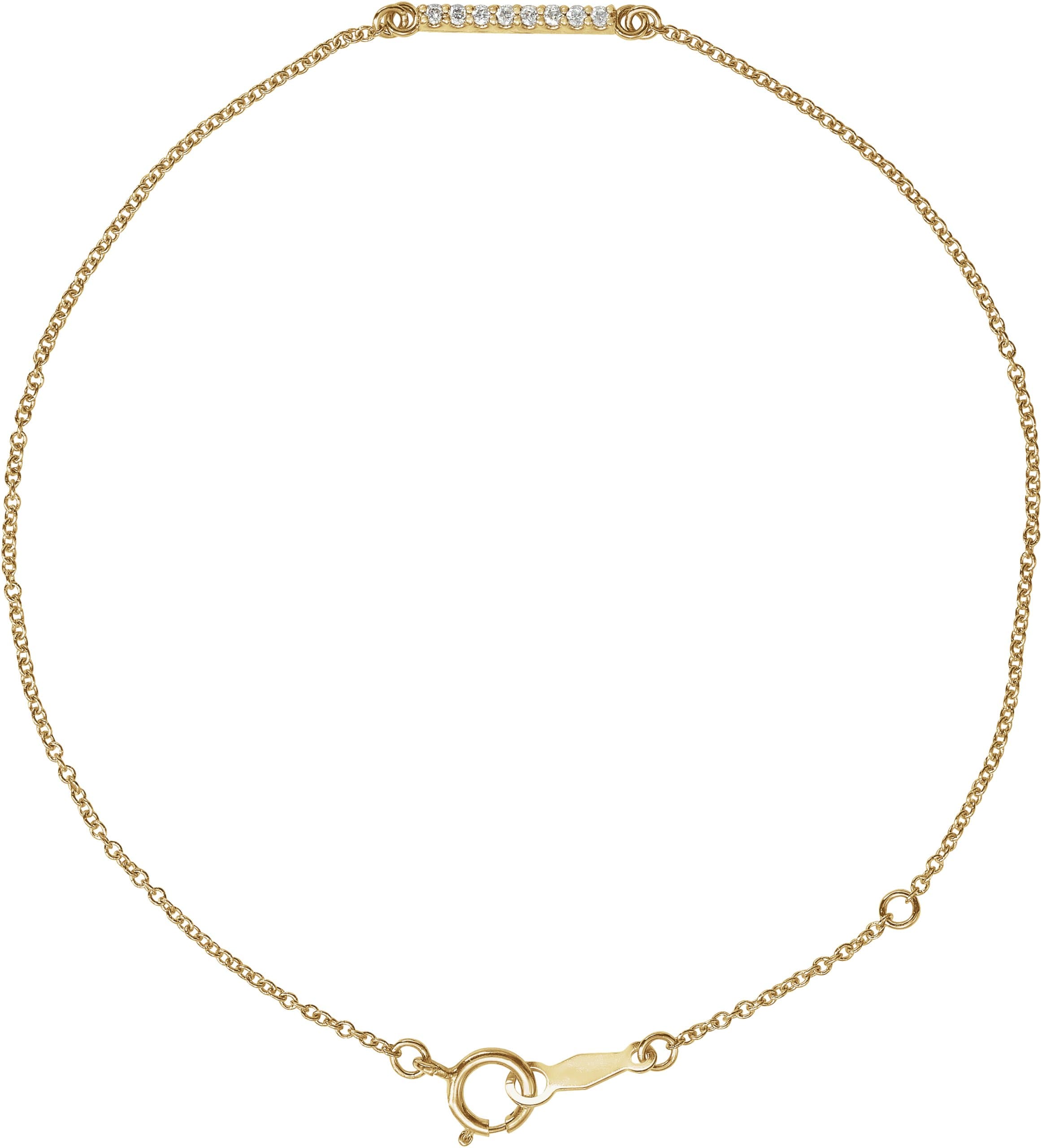 14K Rose .07 CTW Natural Diamond Bar 6 1/2-71/2" Bracelet