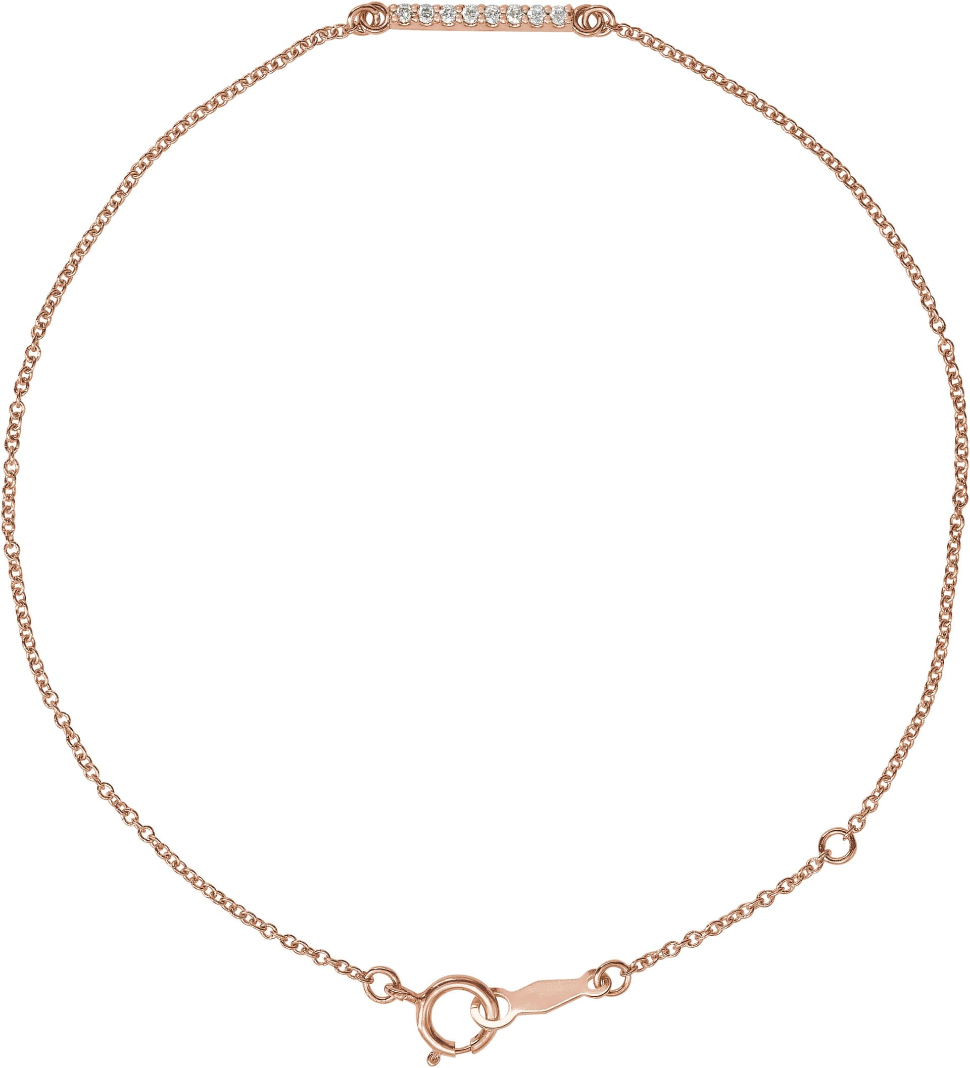 14K Rose .07 CTW Natural Diamond Bar 6 1/2-71/2" Bracelet