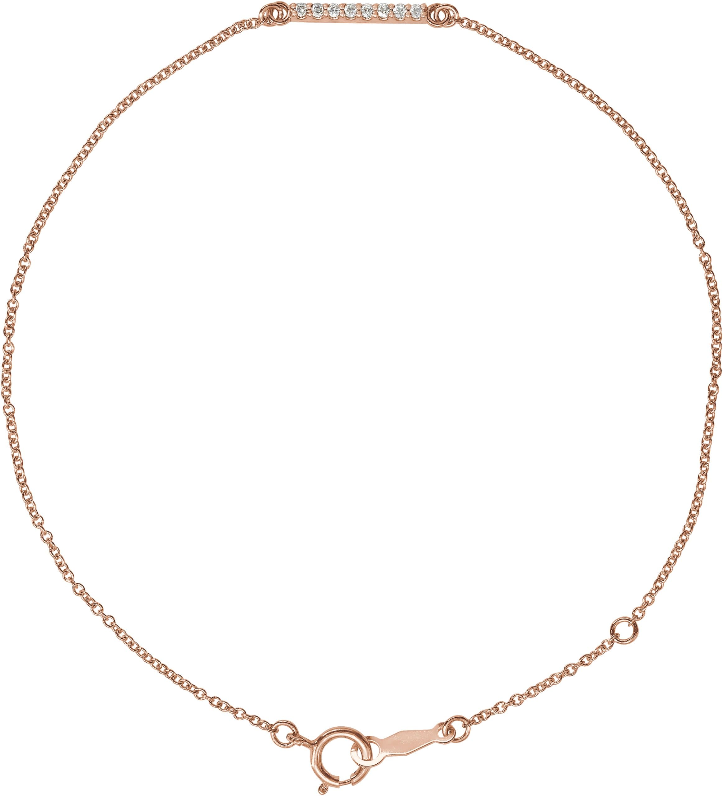 14K Rose .07 CTW Natural Diamond Bar 6 1/2-71/2" Bracelet