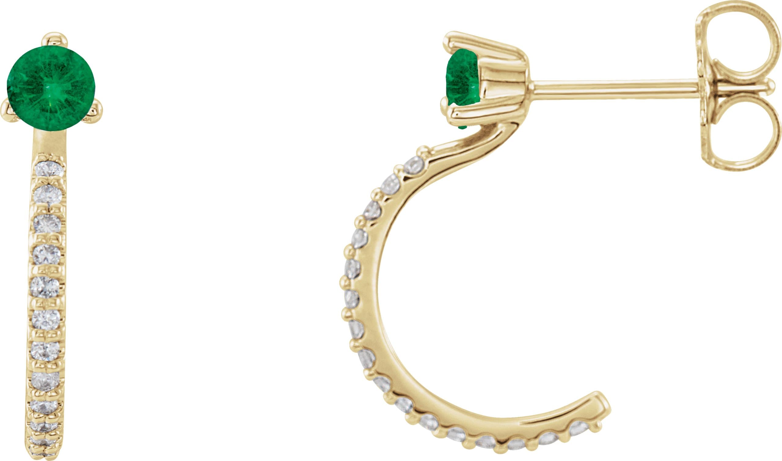 14K Rose Lab-Grown Alexandrite & 1/8 CTW Natural Diamond J-Hoop Earrings
