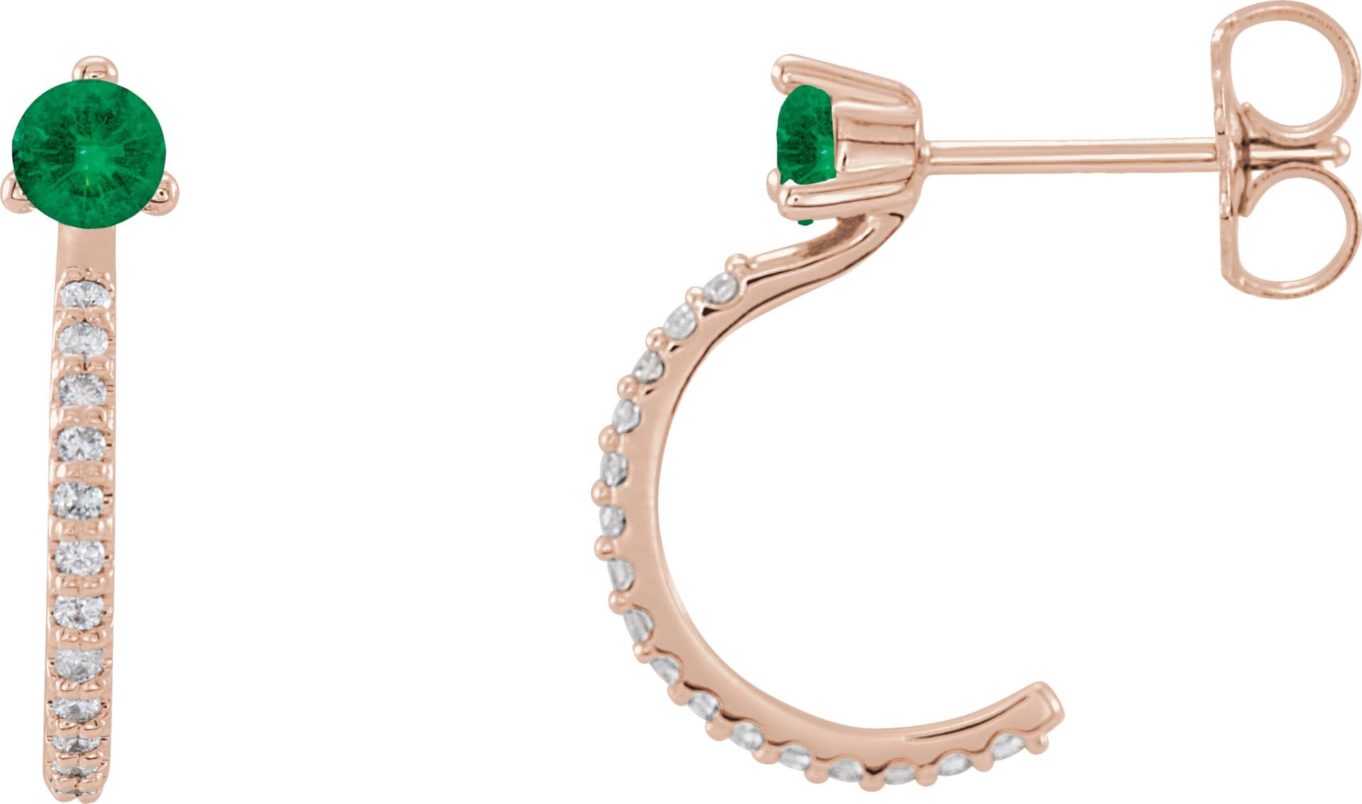 14K Rose Lab-Grown Alexandrite & 1/8 CTW Natural Diamond J-Hoop Earrings