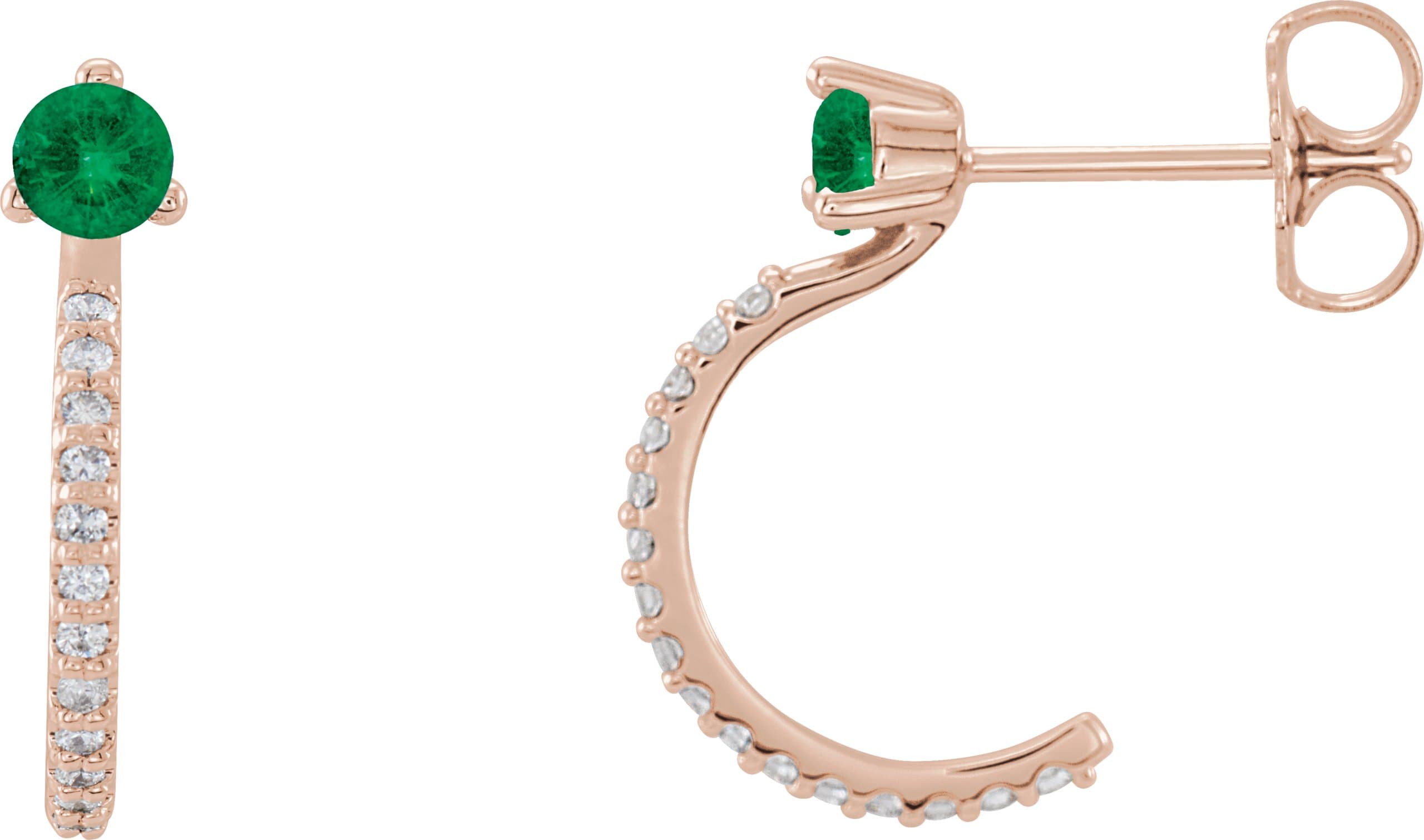 14K Rose Lab-Grown Alexandrite & 1/8 CTW Natural Diamond J-Hoop Earrings