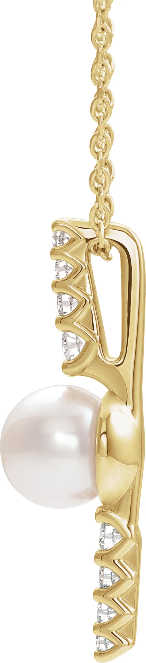 Accented Pearl Bar Necklace, view 3