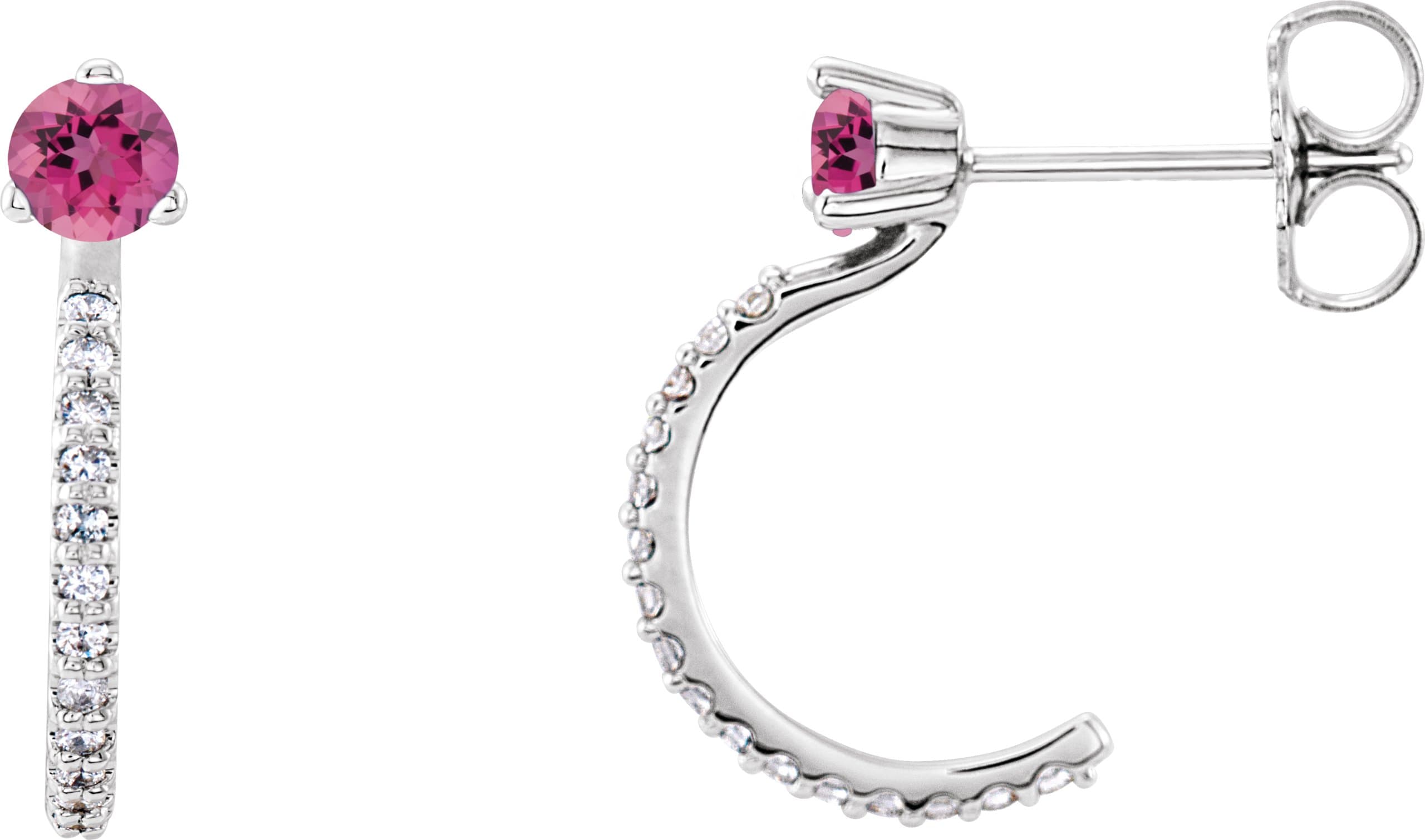 14K Rose Lab-Grown Alexandrite & 1/8 CTW Natural Diamond J-Hoop Earrings