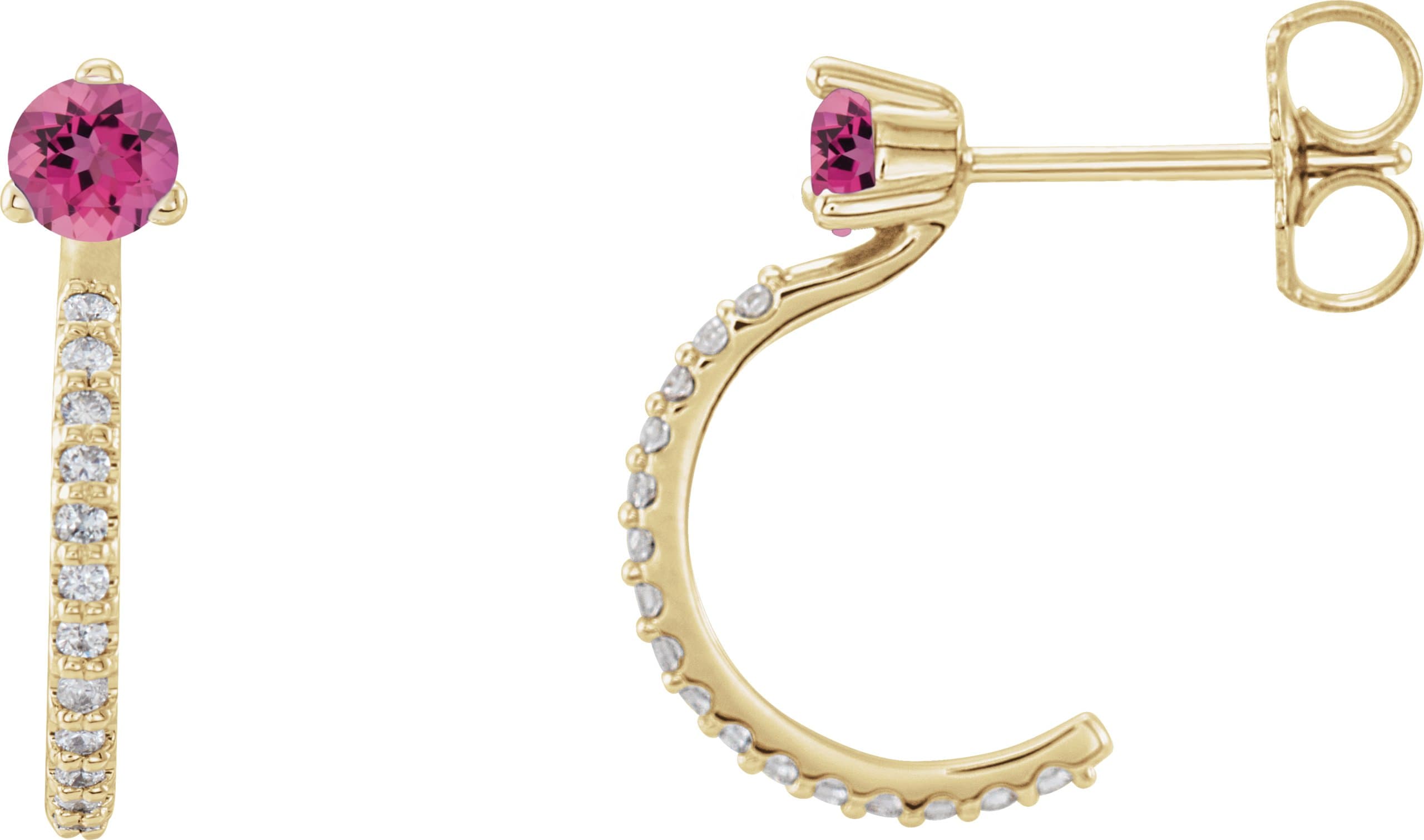 14K Rose Lab-Grown Alexandrite & 1/8 CTW Natural Diamond J-Hoop Earrings